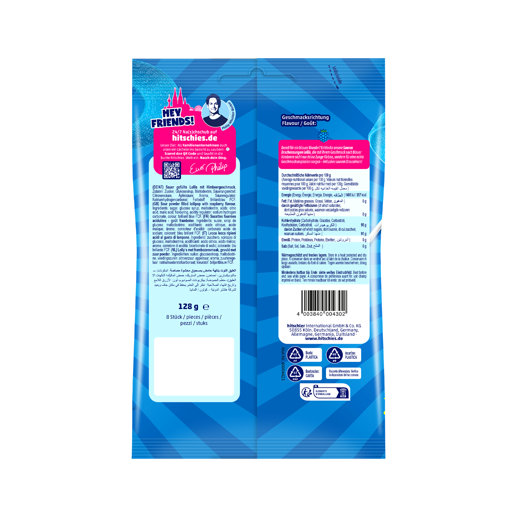Sour Dragon Tongue Lollipops Blue 